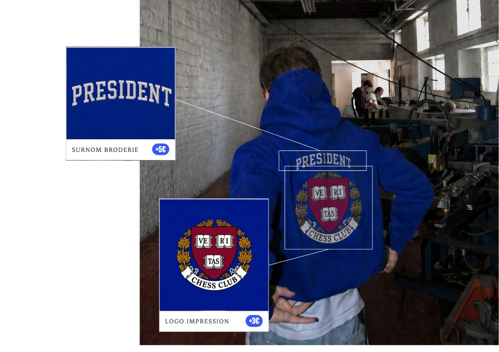 Hoodie Classic personnalisé — surnom broderie et logo impression